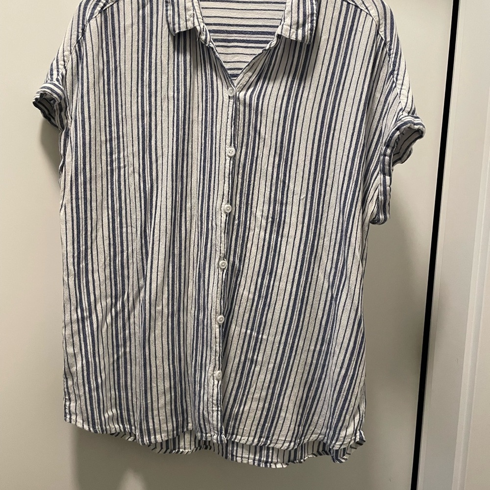 Beachlunchlounge Navy and White Striped Top